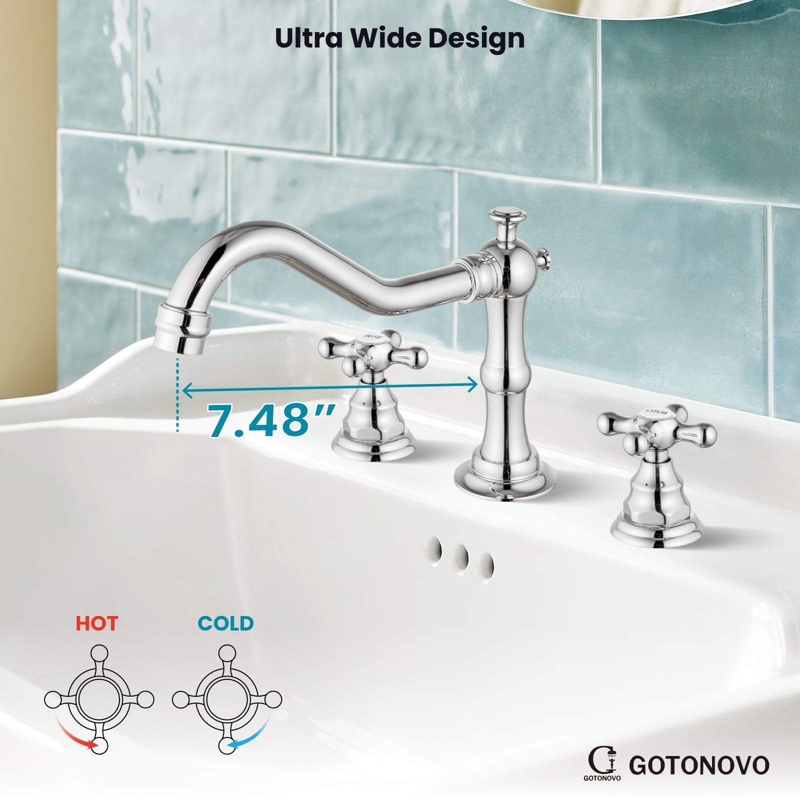 Gotonovo pop-up drain with overflow for convenient sink maintenance.
