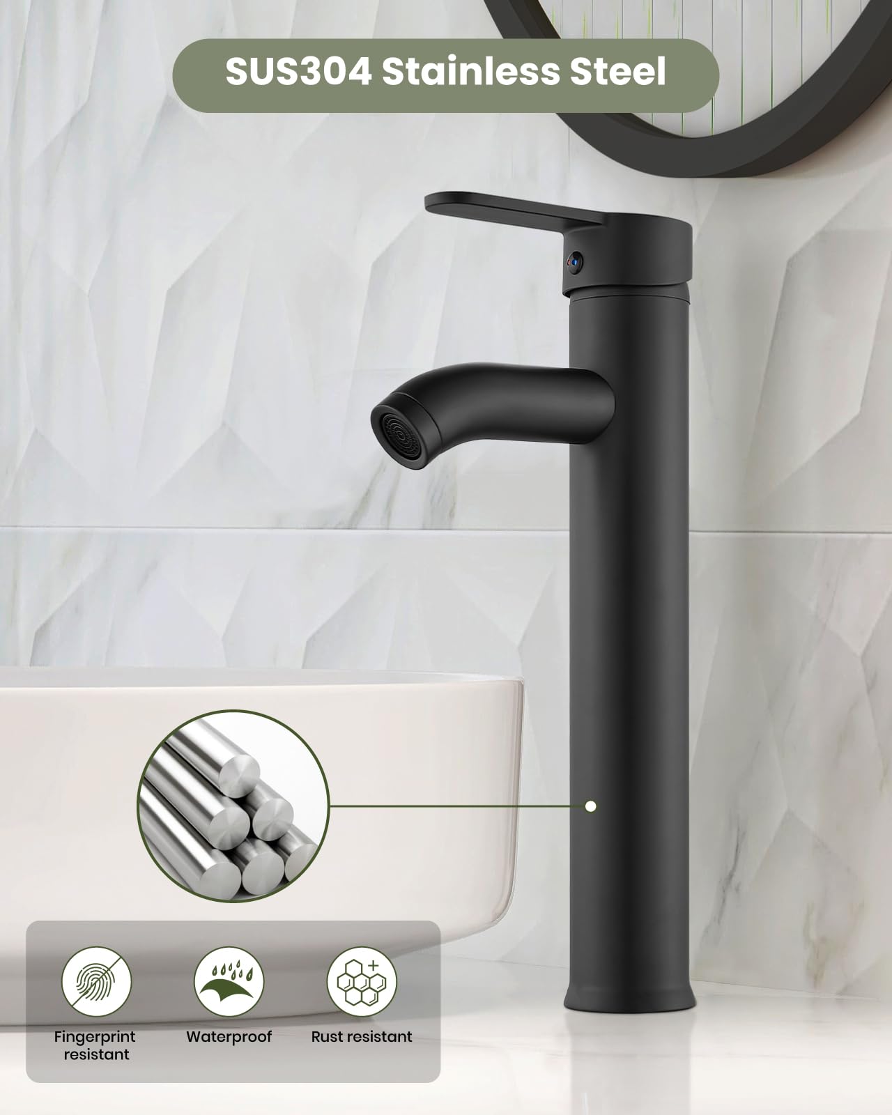 Gotonovo bathroom faucet with single lever for precise control of water and temperature
