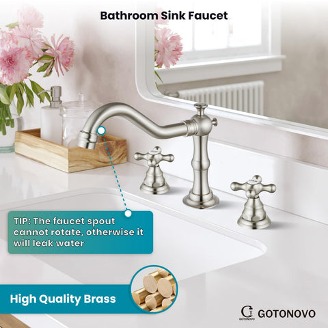 Gotonovo bathroom faucet with two cross handles for easy temperature control.