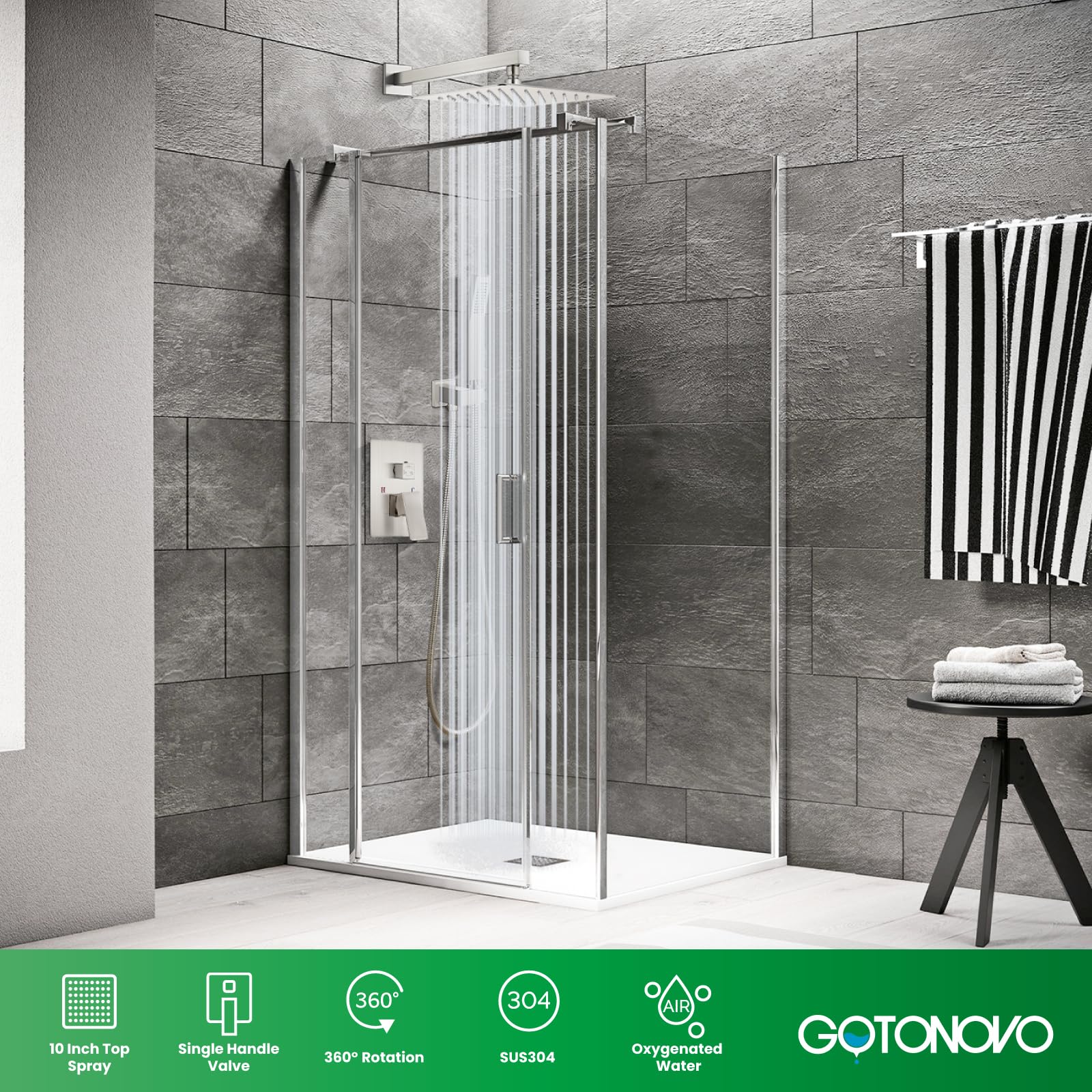 Gotonovo brushed nickel finish close-up shows premium, corrosion-resistant hardware