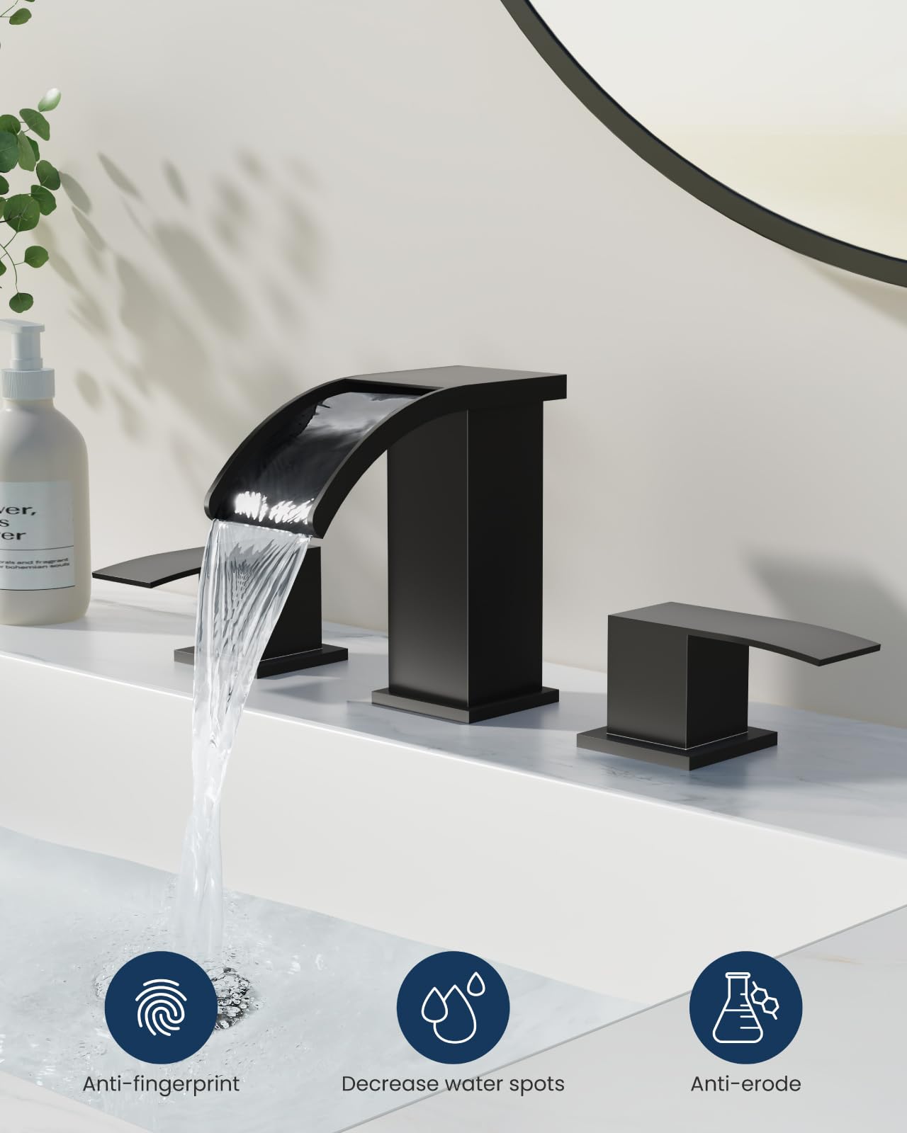 Gotonovo deck-mount 3-hole faucet with pop-up drain for easy DIY installation.