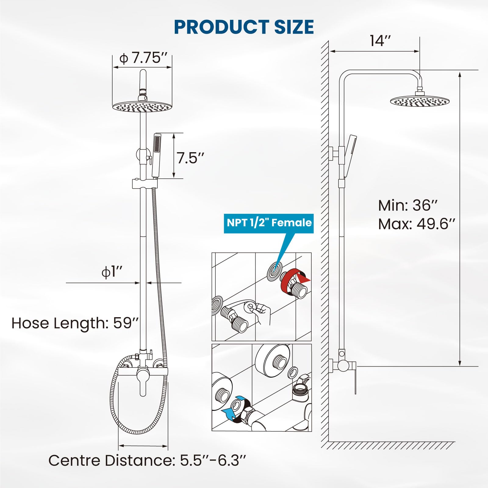 gotonovo diverter two-function shower switches between rain and handheld