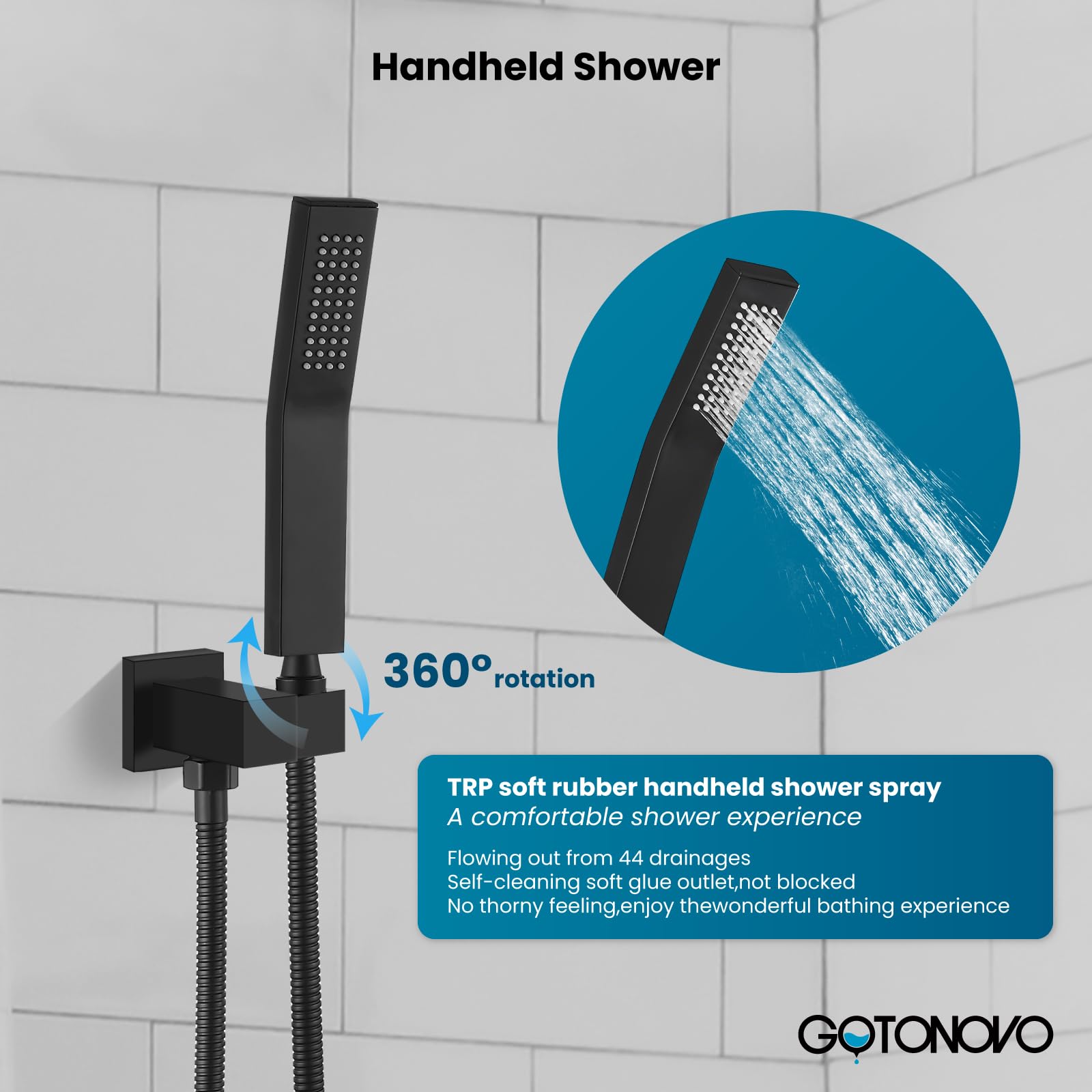 Gotonovo dual shower system combines rainfall and handheld spray for versatile bathing.
