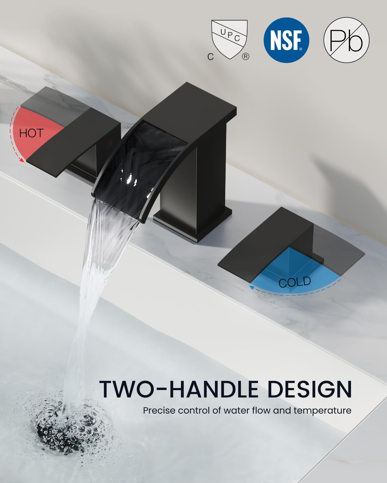 Gotonovo matte black faucet with anti-clog pop-up drain for smooth flow.