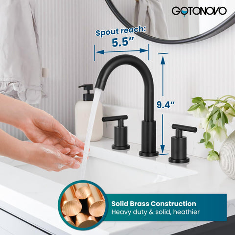 gotonovo matte black faucet spout angle highlights splash-prevention design