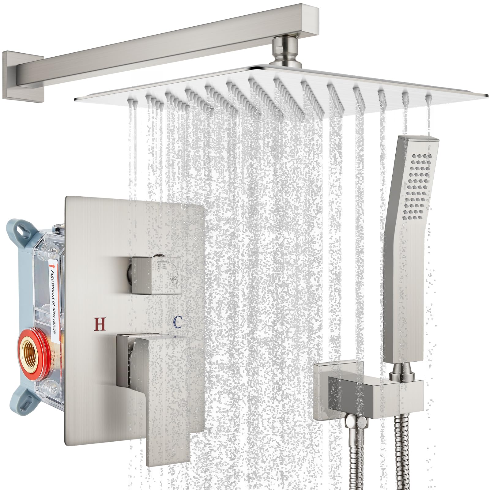 Gotonovo rainfall shower head 12-inch delivers wide spa-like coverage.