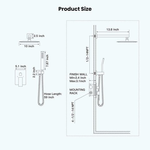 gotonovo 14-inch shower arm raises the head for comfortable mounting