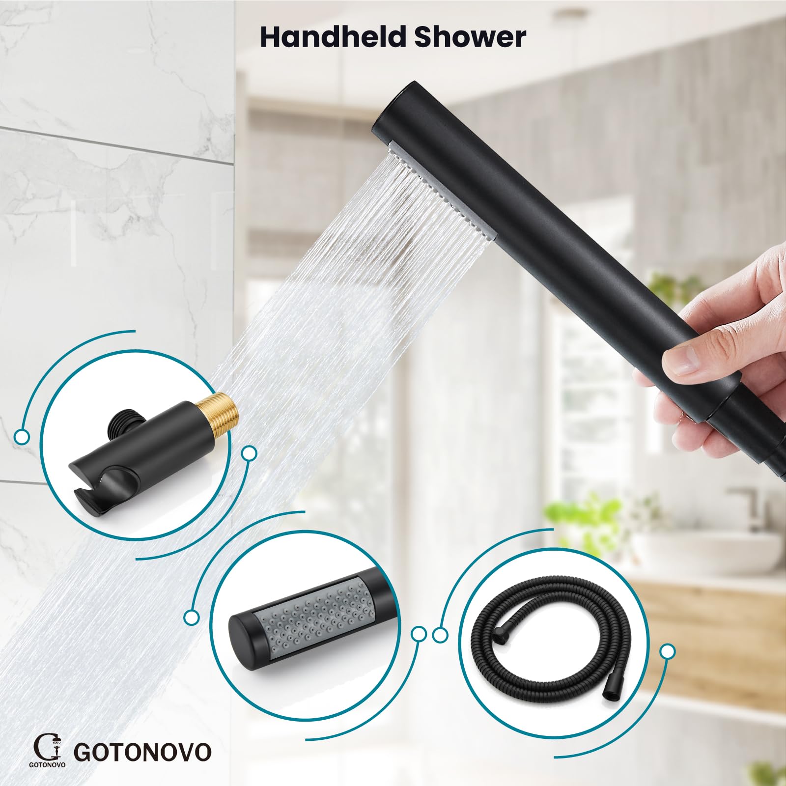 gotonovo 14-inch shower arm extends reach for even water coverage