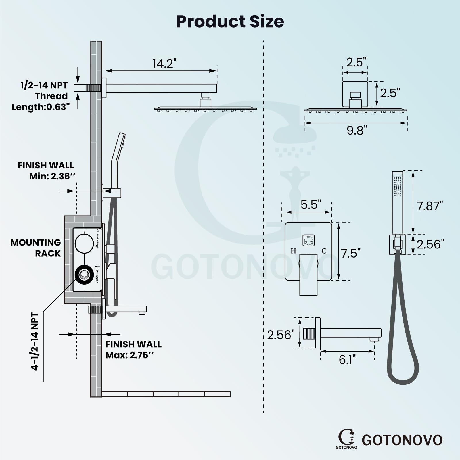 Gotonovo rough-in valve and trim for reliable installation with standard threads