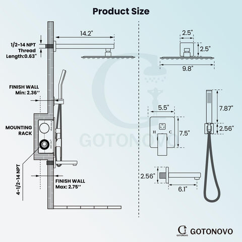 Gotonovo rough-in valve and trim for reliable installation with standard threads
