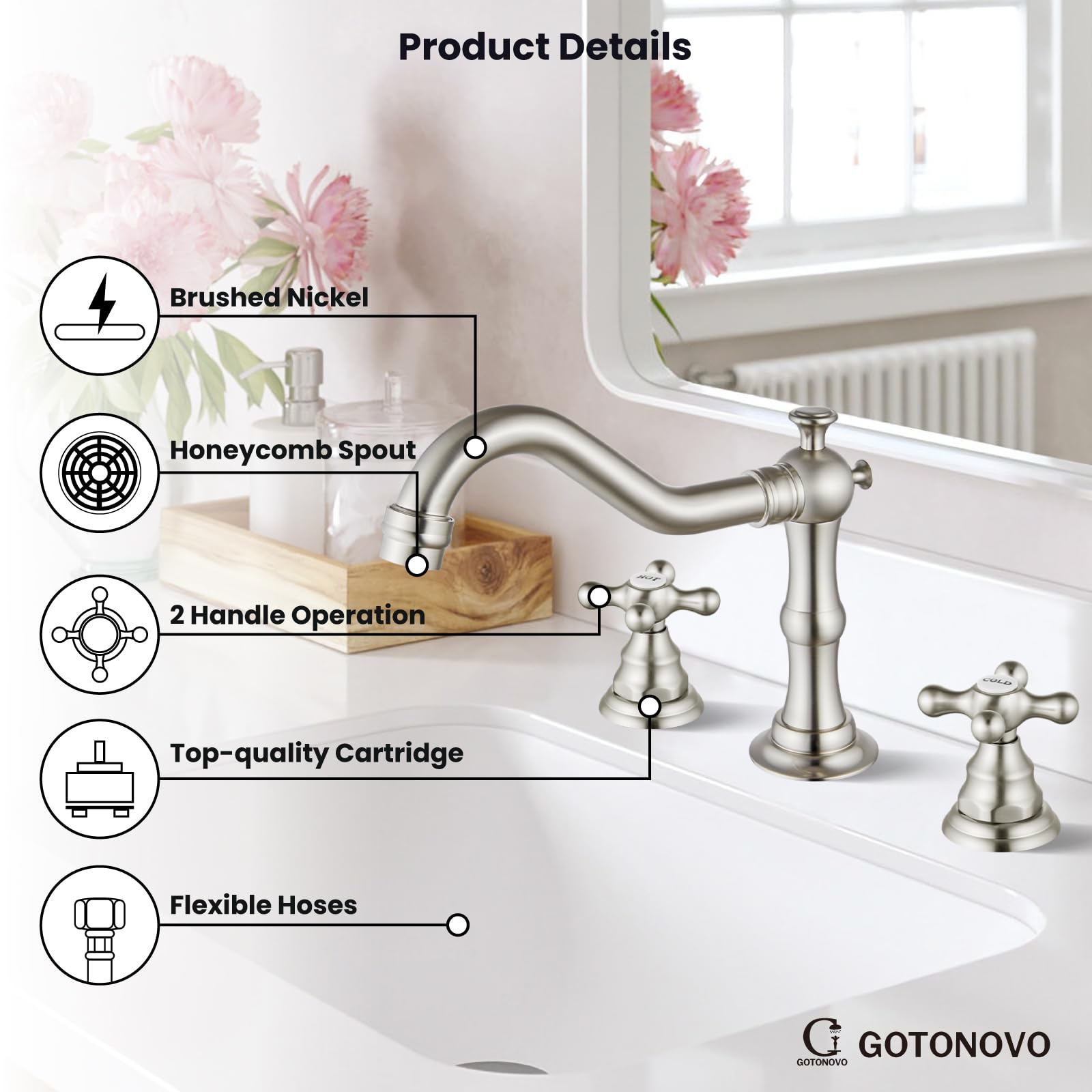 Gotonovo spout reach 7.48 inches enhances usability.