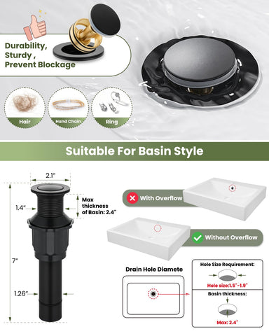 Gotonovo tall faucet dimensions to fit larger vanity sinks