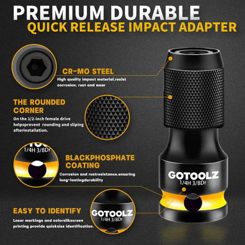 GOTOOLZ Cr-Mo alloy heat-treated adapter with corrosion protection
