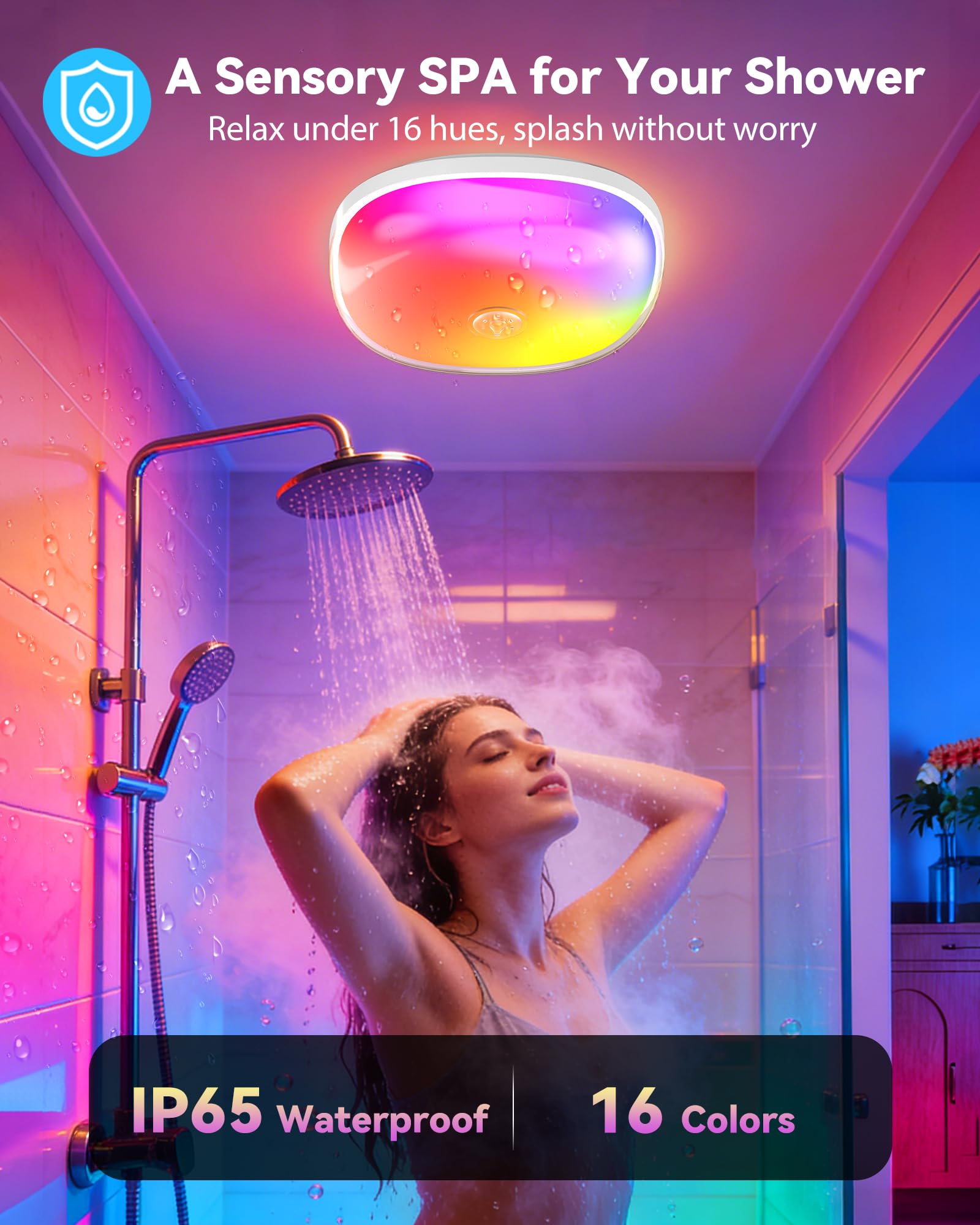 Gotopceed IP65 ceiling light with magnetic mount for easy installation in wet spaces