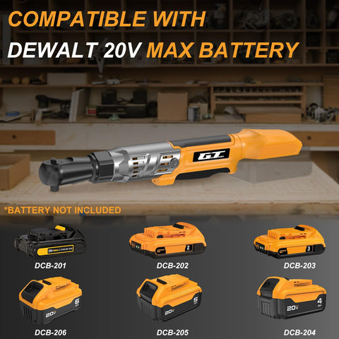 GOTUU 3-8-inch cordless ratchet wrench with LED light aids dark tasks.