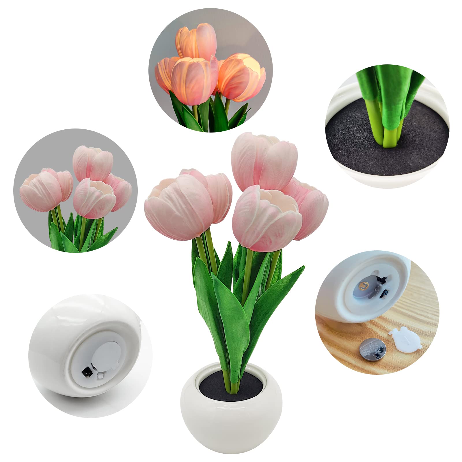 GOUTOOL pink tulip glow brightens dining table centerpieces.