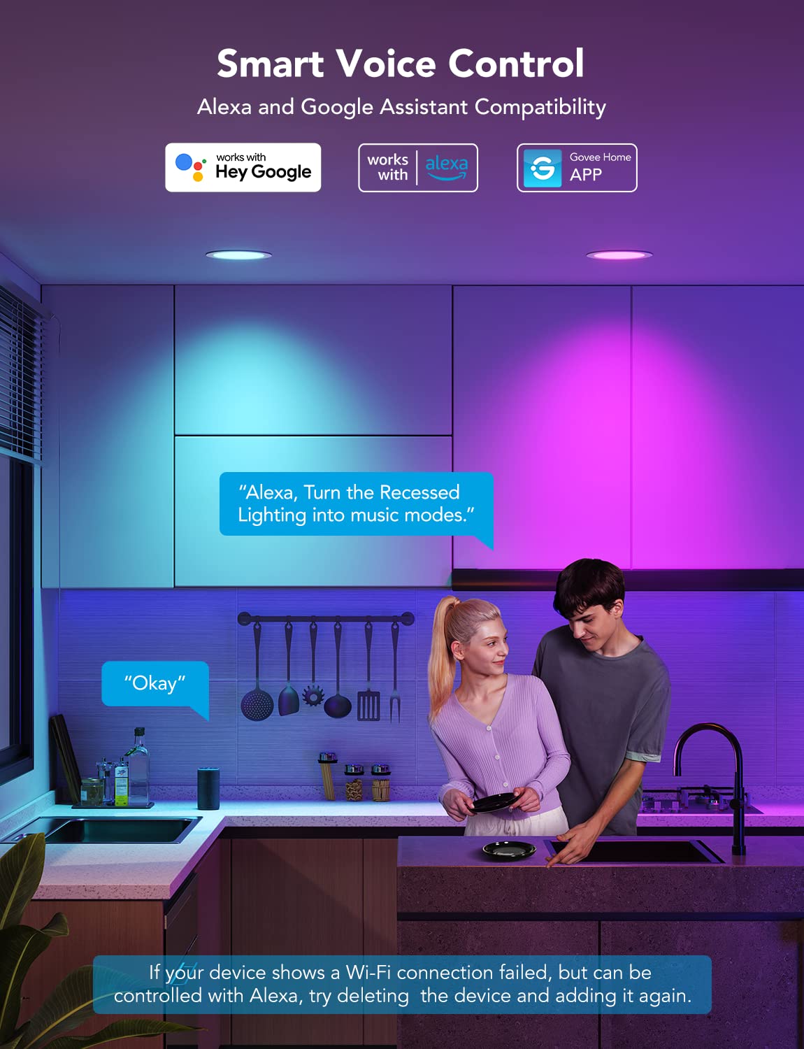 Govee scene modes demonstration offering mood lighting for various occasions.