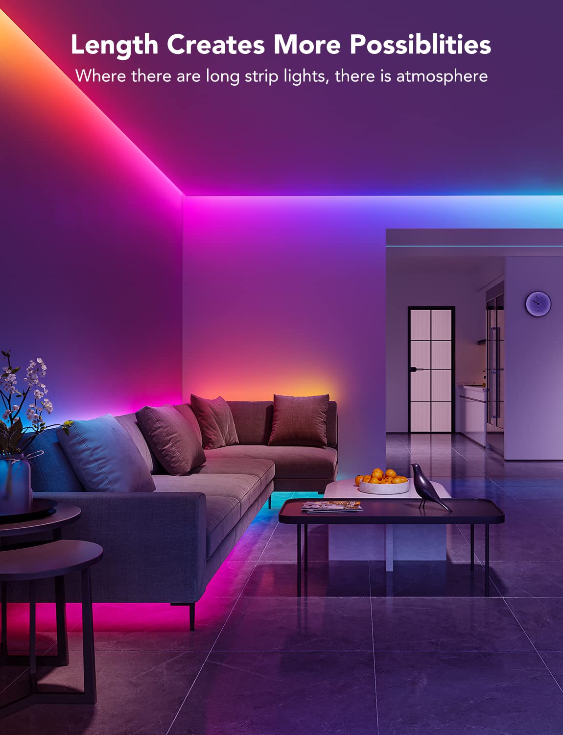Govee DIY color options and sharing in the Home app inspire creativity.