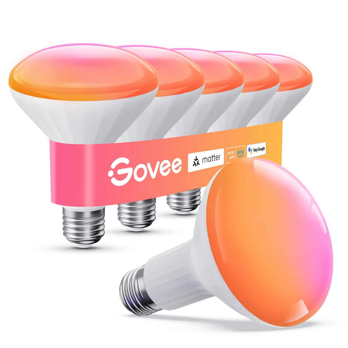 Govee BR30 smart bulbs with Matter compatibility for seamless smart home control.