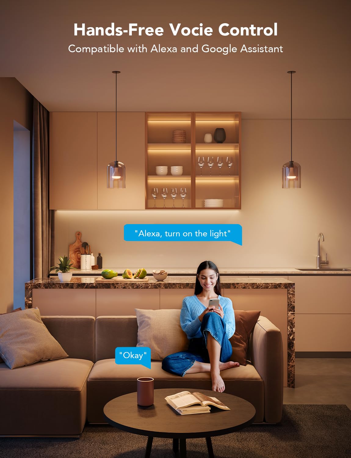 Govee bulbs offer Wi‑Fi and Bluetooth control for easy setup.