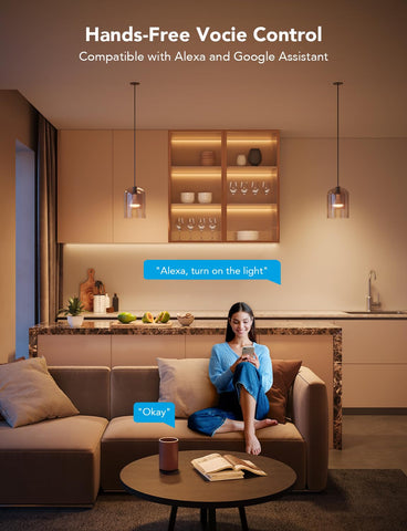 Govee bulbs offer Wi‑Fi and Bluetooth control for easy setup.