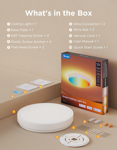 Govee round white ceiling light with clean, contemporary look.
