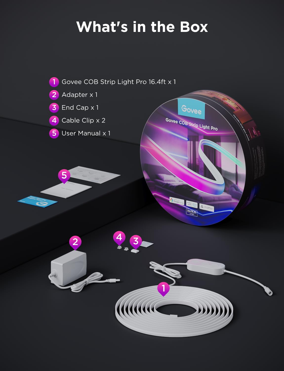 Govee COB LED Strip Light Pro color scenes for mood transitions.