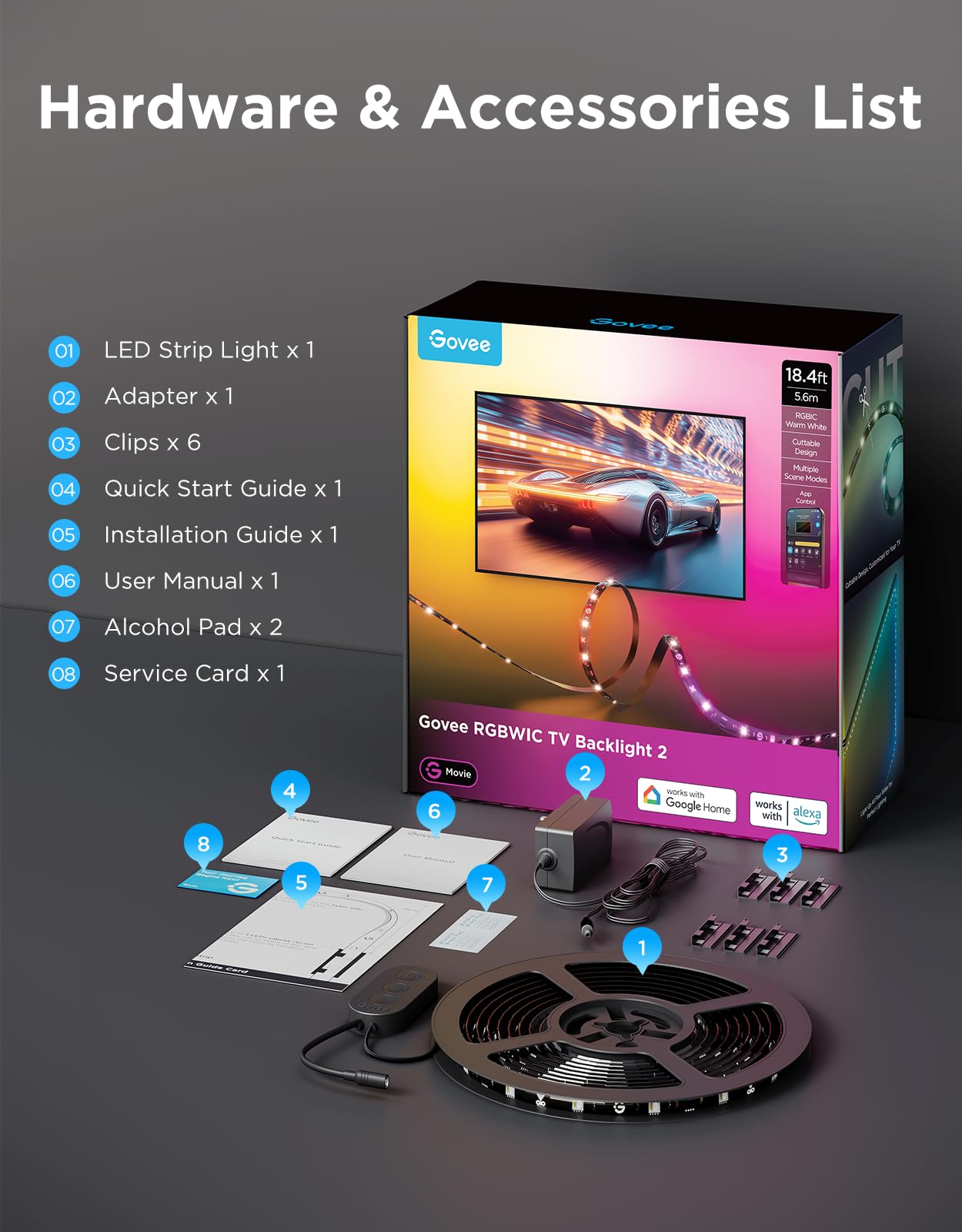 Govee curved-screen friendly light strip for slim bezels.