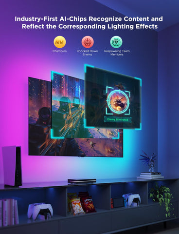 Govee DreamView synchronized multi-light setup for immersive gaming ambience.