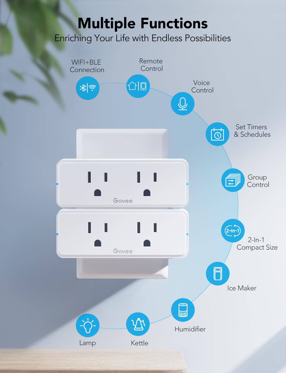 Govee Dual Smart Plug timer feature to automate schedules.