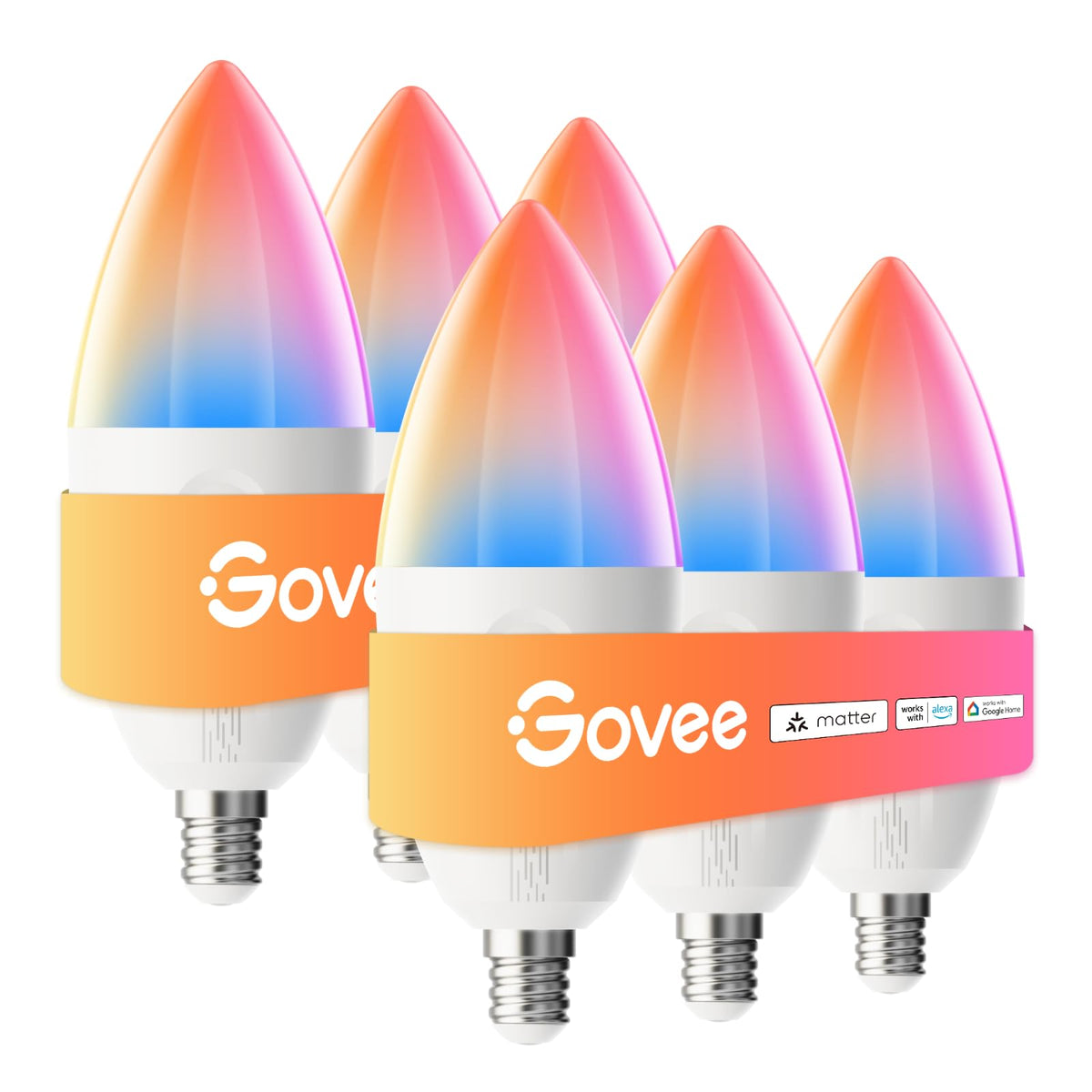 Govee E12 LED Bulb color spectrum provides vibrant mood lighting for living room scenes.