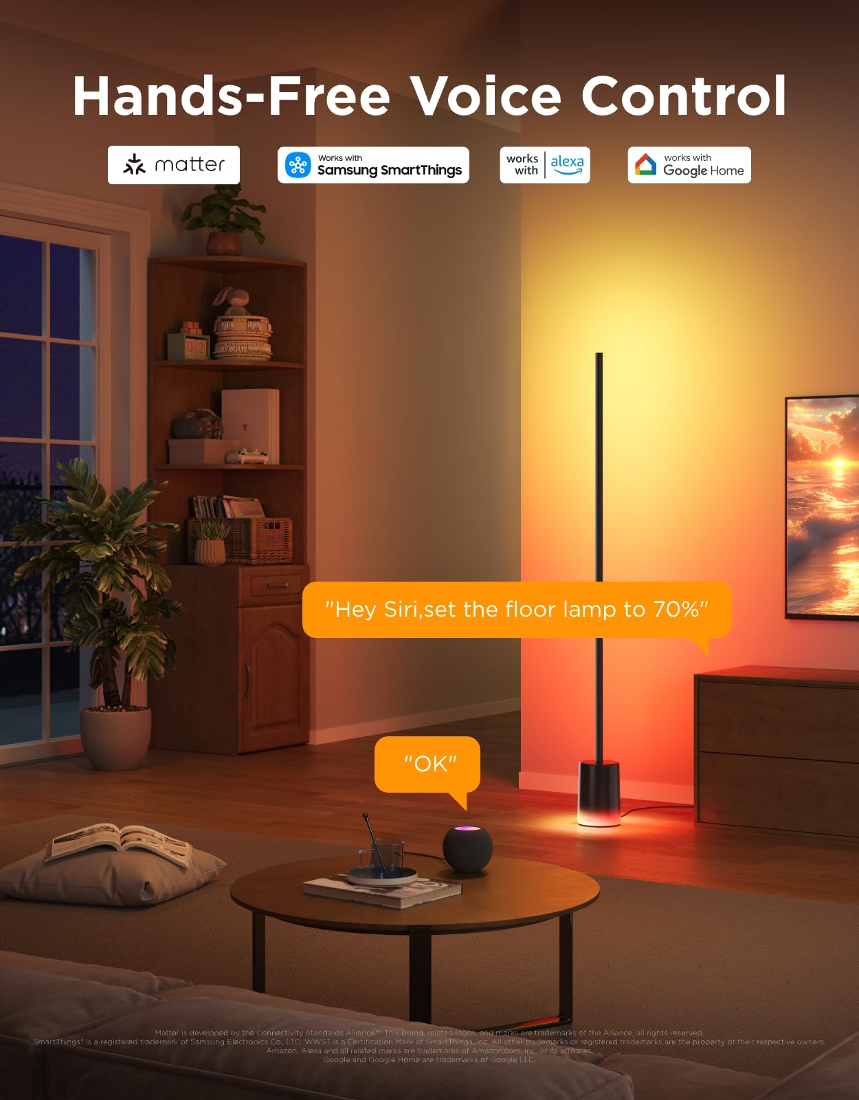 Govee Floor Lamp 2 app control enables quick voice-friendly adjustments.