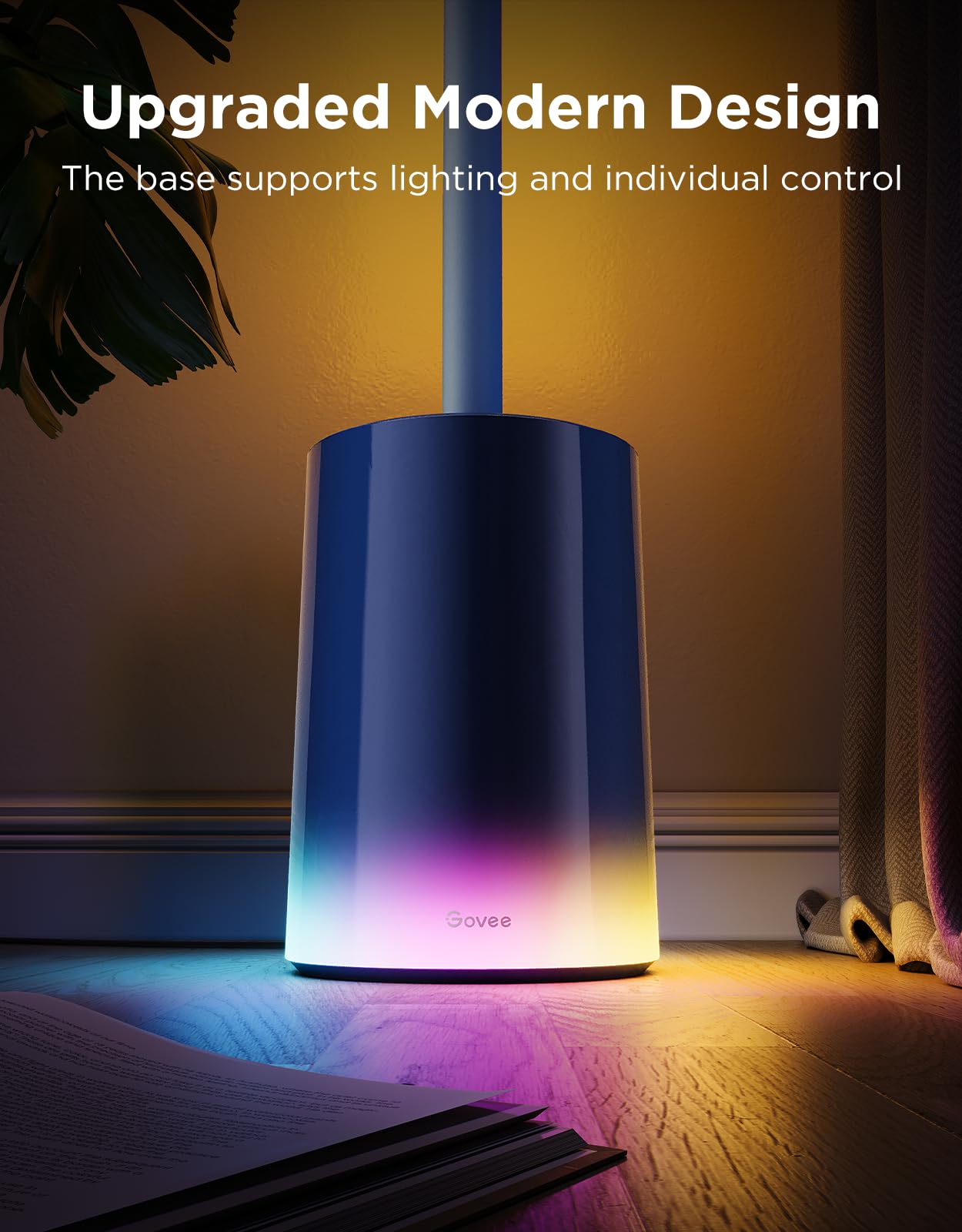 Govee Floor Lamp 2 tall post illuminates the room evenly for reading.