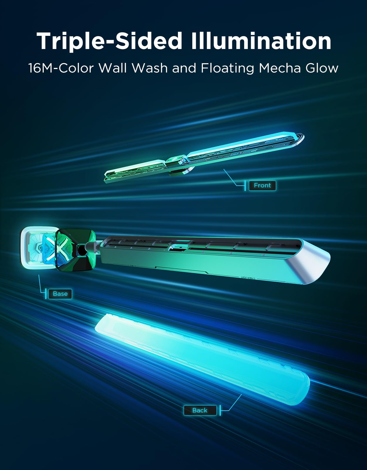 Govee Gaming Light Bars Pro base view with weighted stability and sleek cyberpunk finish.