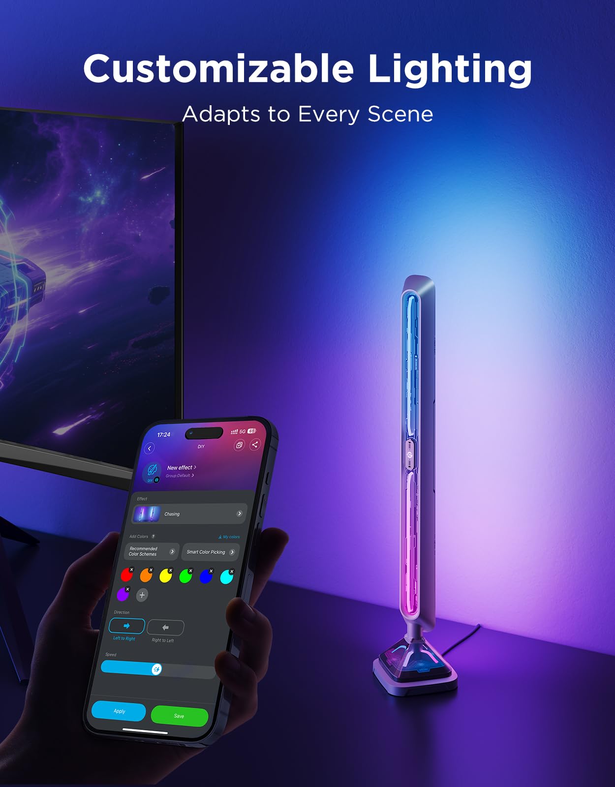Govee Gaming Light Bars Pro Windows desk sync mirrors screen action.