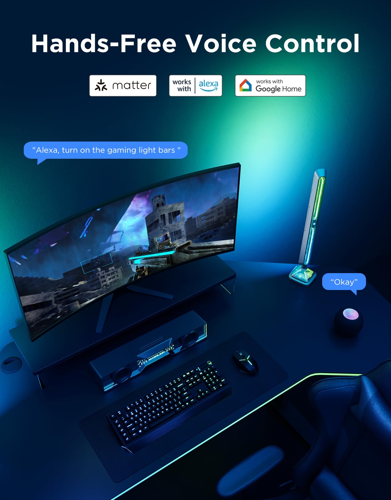 Govee Gaming Light Bars Pro dynamic scenes showcase vivid colors for gaming.