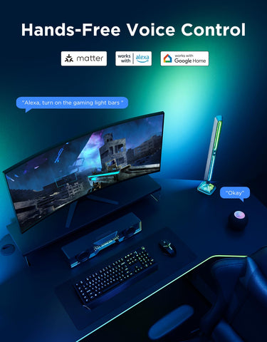 Govee Gaming Light Bars Pro dynamic scenes showcase vivid colors for gaming.