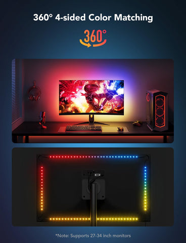 Govee G1 4-sided color matching covers all screen edges for cohesive visuals.