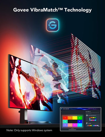Govee G1 RGBIC strip delivers even illumination across the screen edge.