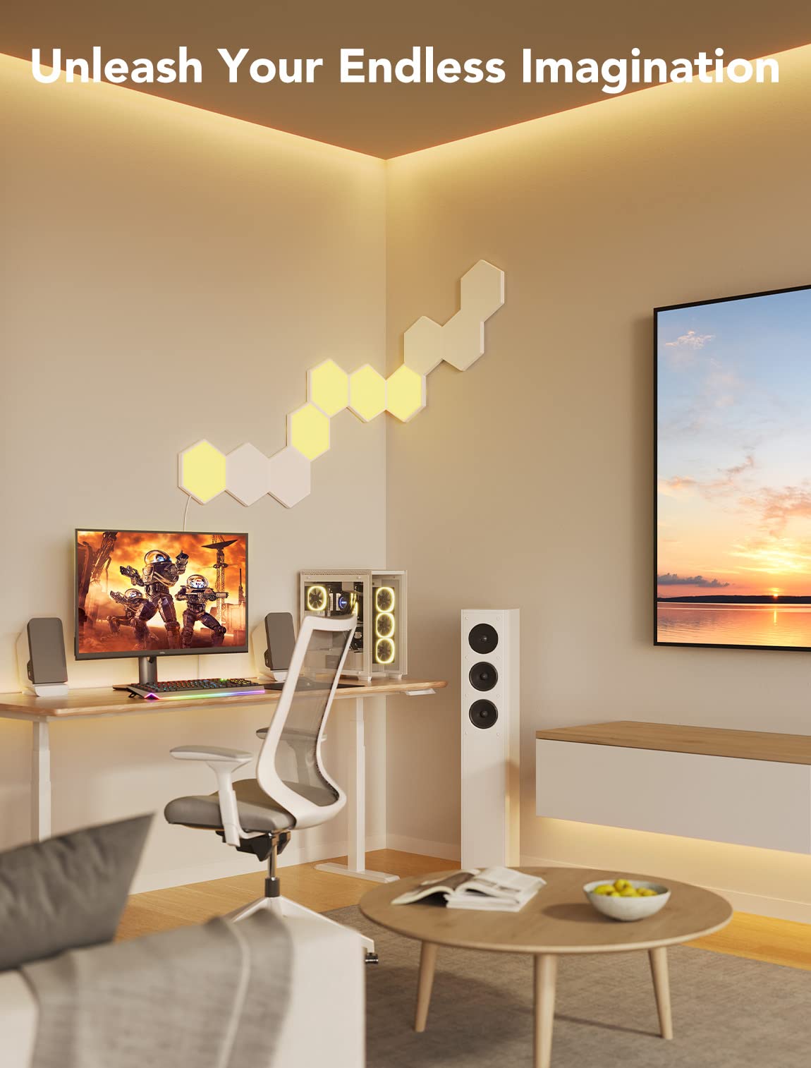 Govee Glide Hexa voice control works with Alexa and Google.