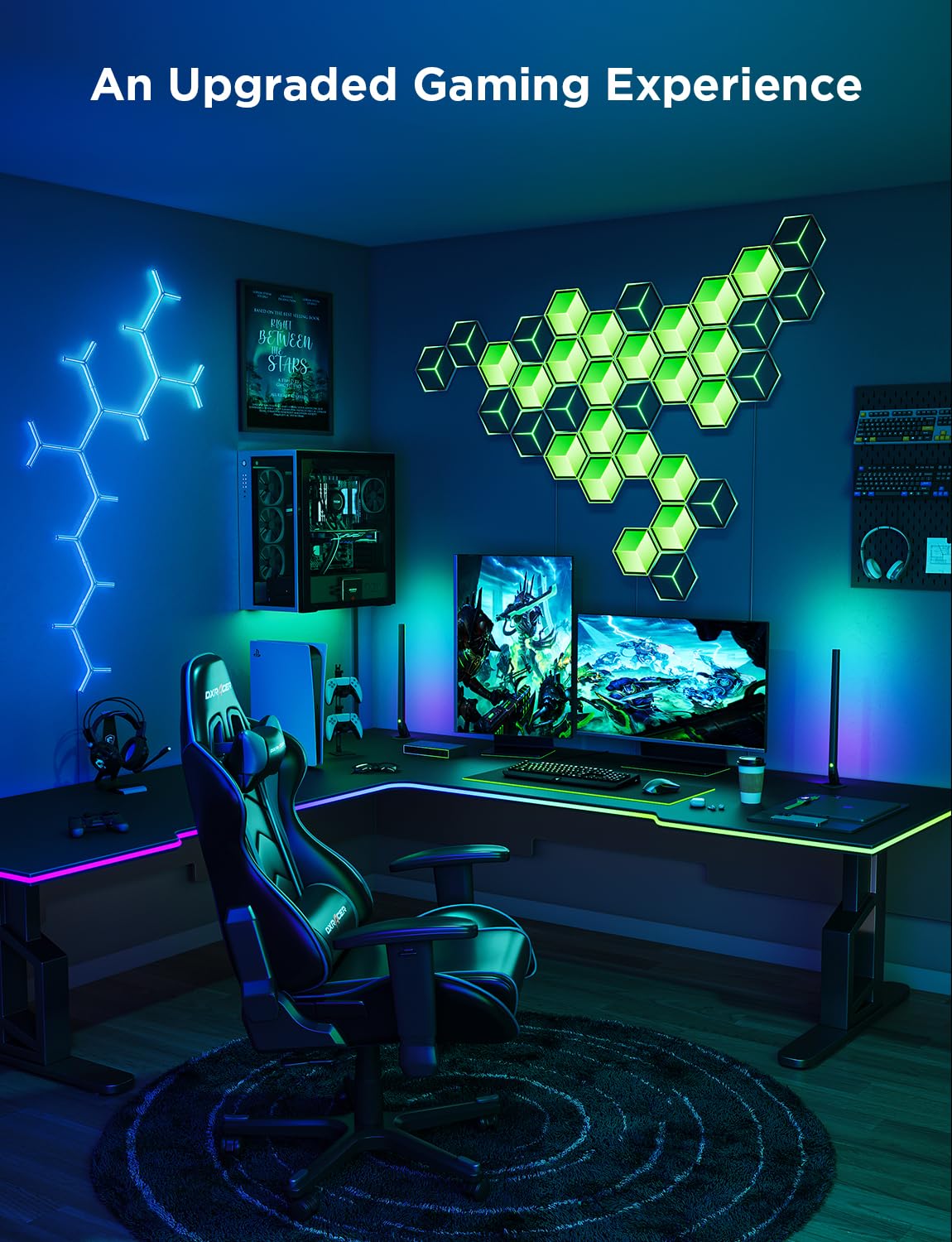 Govee Glide Hexagon Ultra Lunar White option for vivid, bright lighting