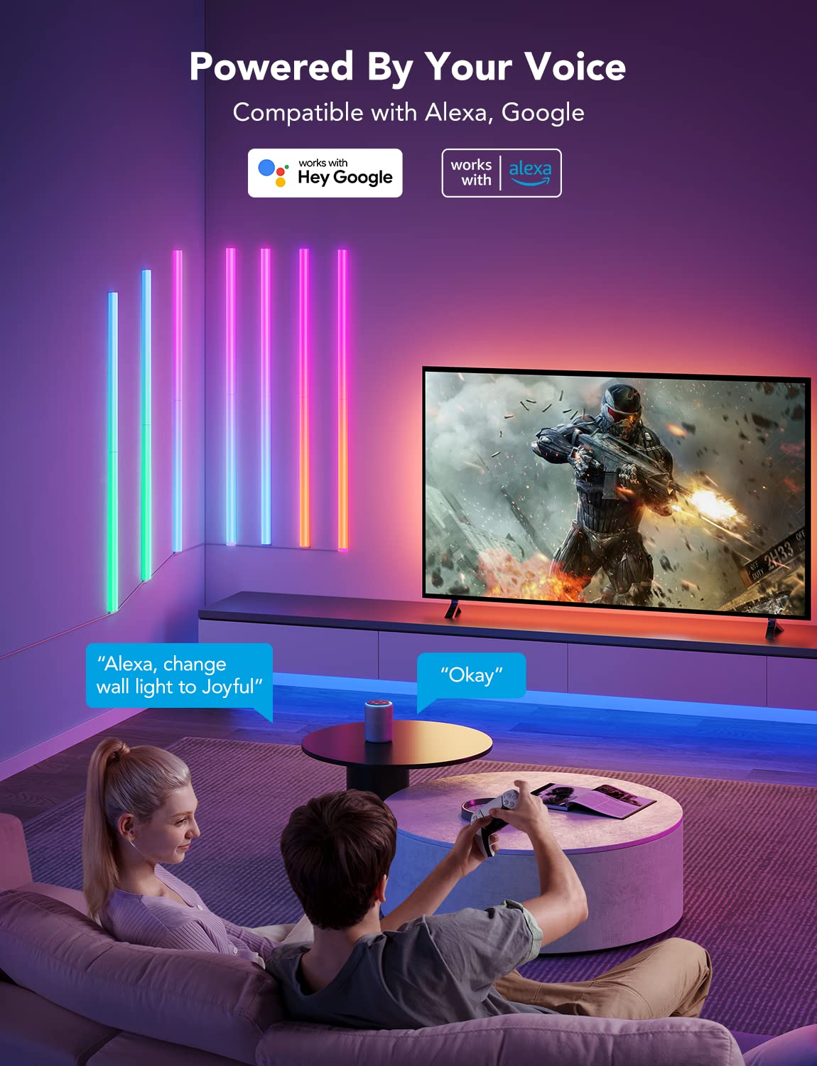 Govee Glide RGBIC wall light panel with music-synced effects for party energy