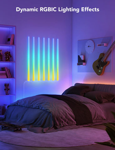 Govee Glide RGBIC wall light panel mounted with Velcro for easy setup