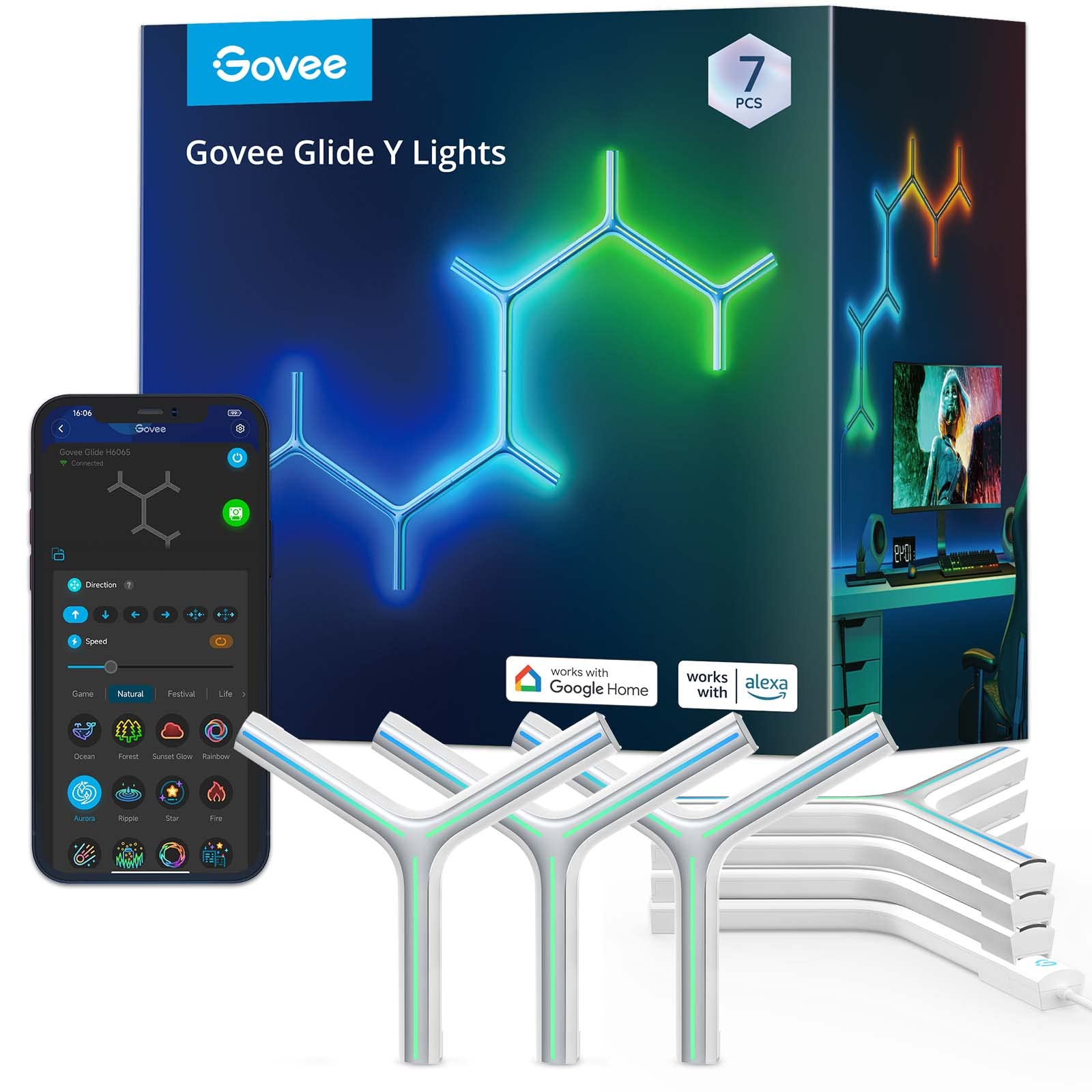 Govee Glide Y RGBIC wall light decor with vivid color artistry.