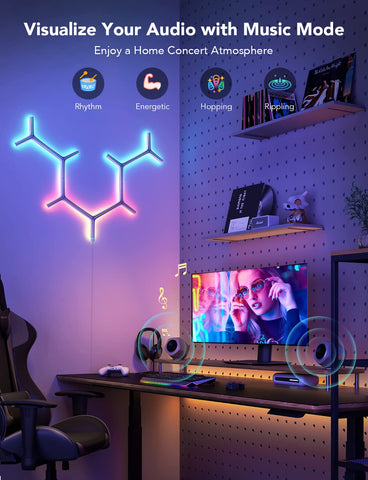 Govee Glide Y RGBIC wall light music mode for party vibes.