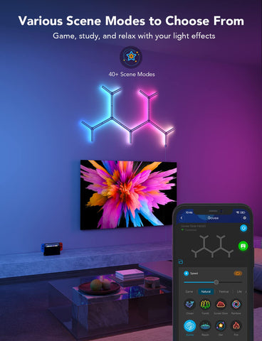 Govee Glide Y RGBIC wall light scene modes for mood setting.