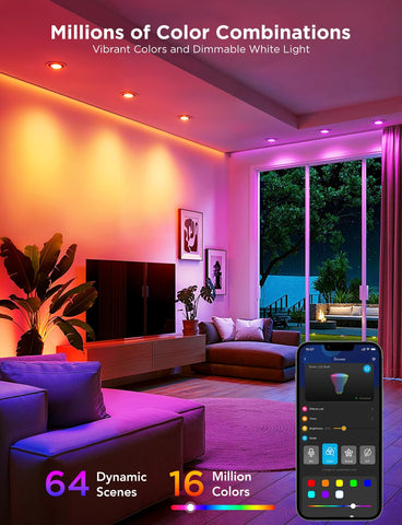 Govee GU10 supports 85 preset scenes for dynamic ambiance.