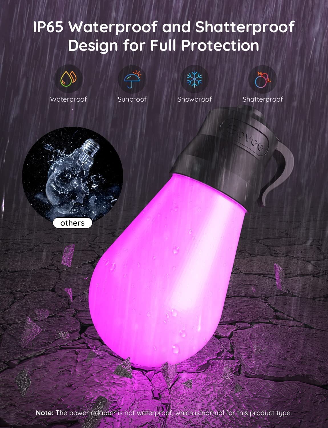 Govee H7015 app control for easy color, brightness, and timer setup.
