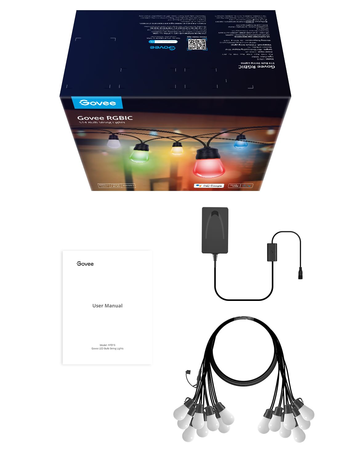 Govee H7015 shatterproof bulbs provide durable outdoor party lighting.