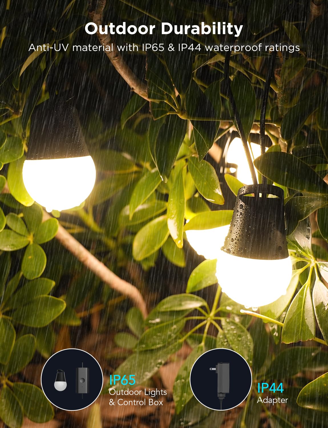 IP65 waterproof design protects lights in all weather conditions.